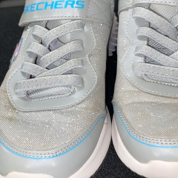 Skechers Gray Sneakers with Pink Insole GIRLS SIZE 4 HOOK LOOP CLOSURE GLITTER - Picture 10 of 10